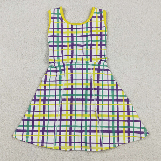 Baby Girls Dress Mardi Gras Checked Yoga Active Shorts Knee Length Dresses GSD2945 12.8