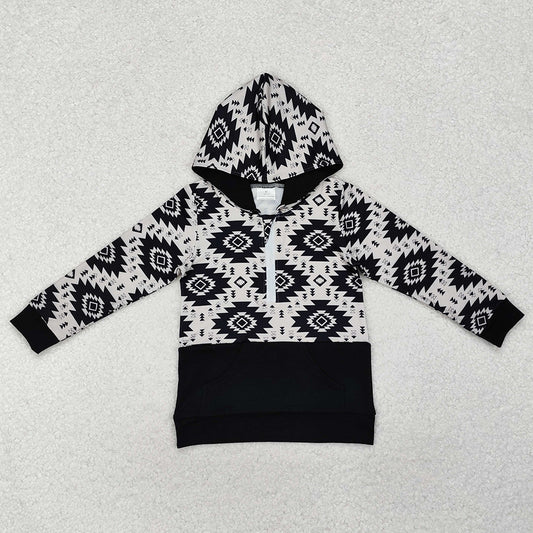 Baby Boys Clothes Western Black Aztec Hooded Pullovers Tops BT0907
