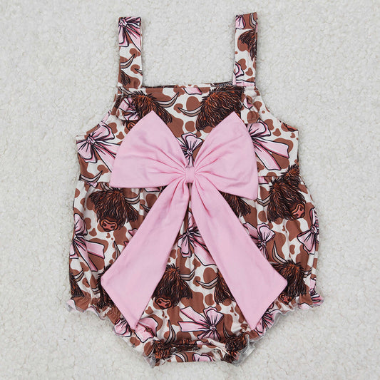 Baby Infant Girls Rompers Bows Highland Cow Straps Rompers SR2697 3.18