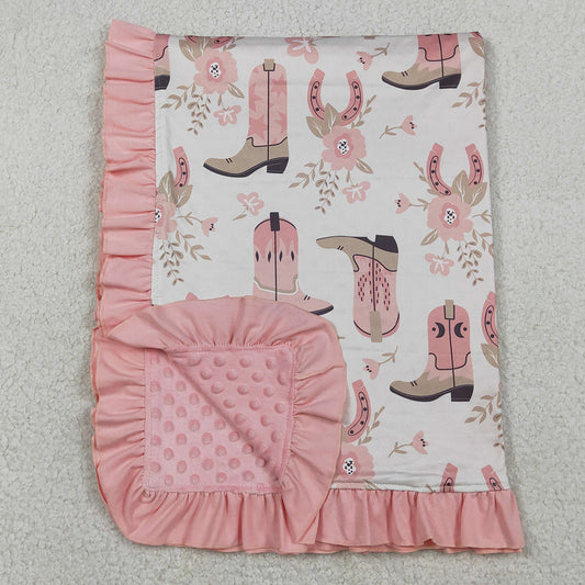 Baby Kids Blankets Pink Boots Horse Shoes Flowers Western Blankets BL0246