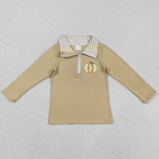Baby Boys Clothes Tops Embroidery Pumpkins Khaki Zipper Pullover Top BT1293 9.2