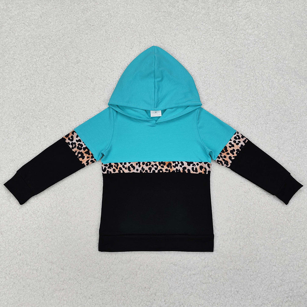 Baby Girls Clothes Leopard Long Sleeve Hooded Tops GT0846