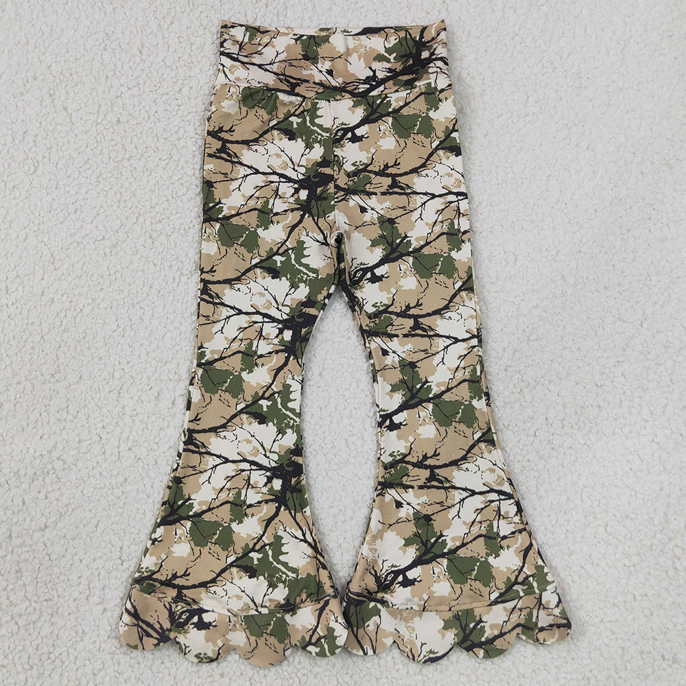Baby Girls Pants Southern Leaves Camo Flare Scallop Pants Bottom P1035