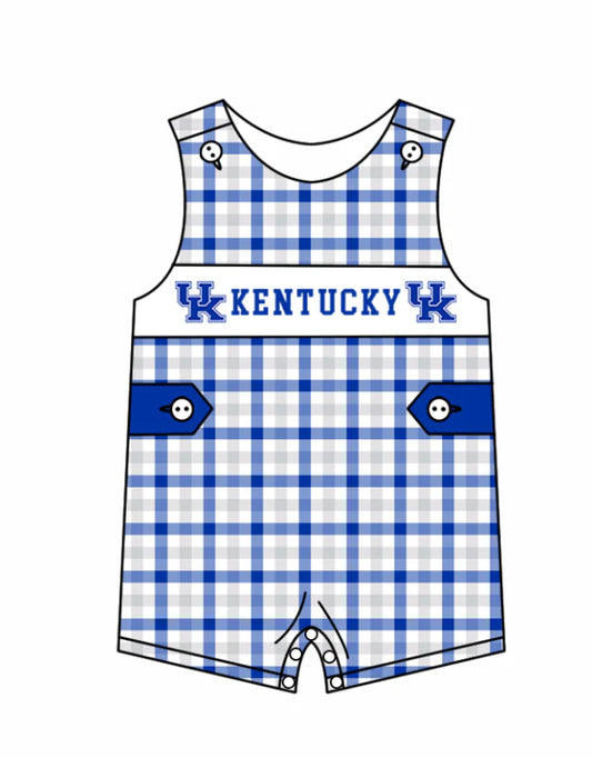 Preorder (moq 5)Baby Boys Kentucky UK Blue Checked Team Shorts Rompers 12.5