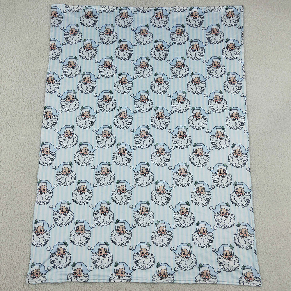 Baby Boys Blankets Blue Stripe Santa Christmas Blankets BL0256