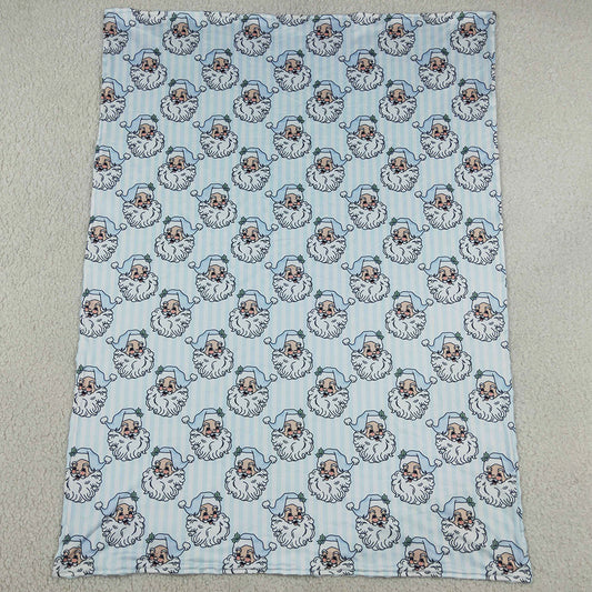 Baby Boys Blankets Blue Stripe Santa Christmas Blankets BL0256