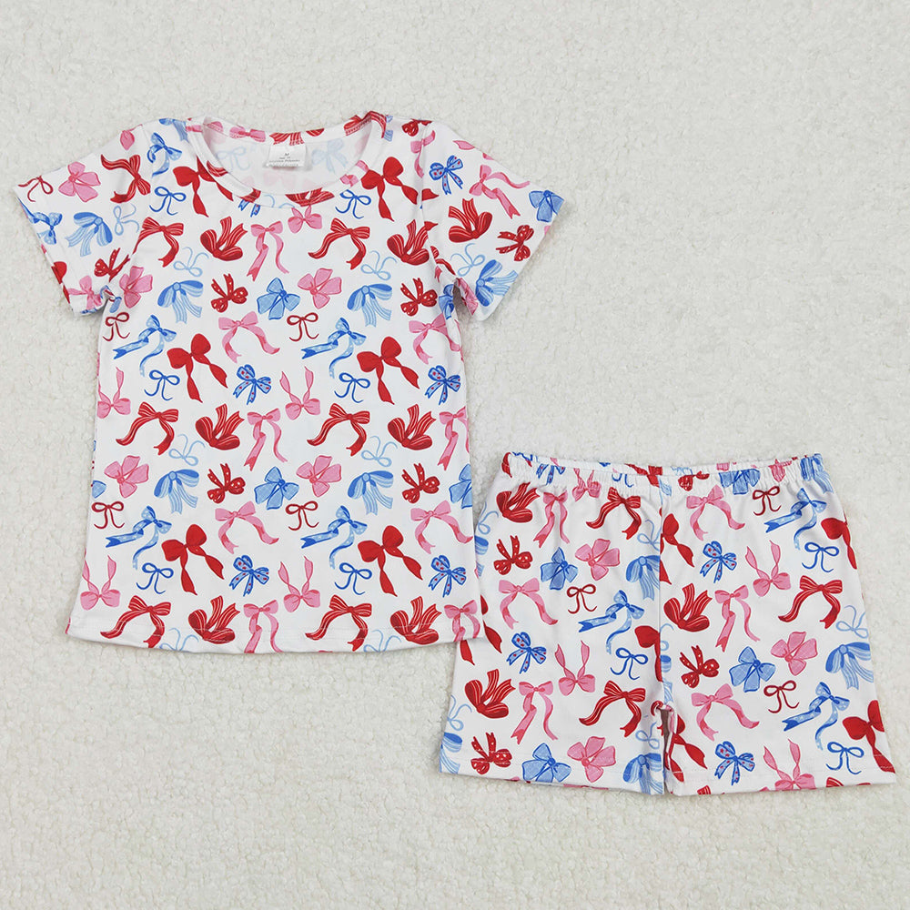 Baby Girls Clothes 4th Of July Bows Shirts Shorts Pajamas Sets GSSO1992 3.7