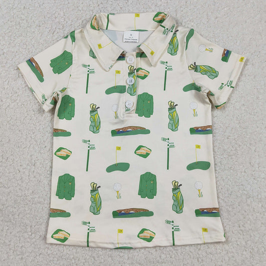 Baby Boys T-shirts Green Golf Balls Flags Team Button Polo Shirts Top BT1583 1.2