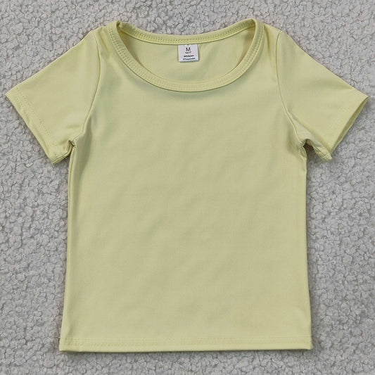 Baby Girls Clothes Light Yellow Short Sleeve Top Sport Short Yoga Active Clothes Sets GSSO3763