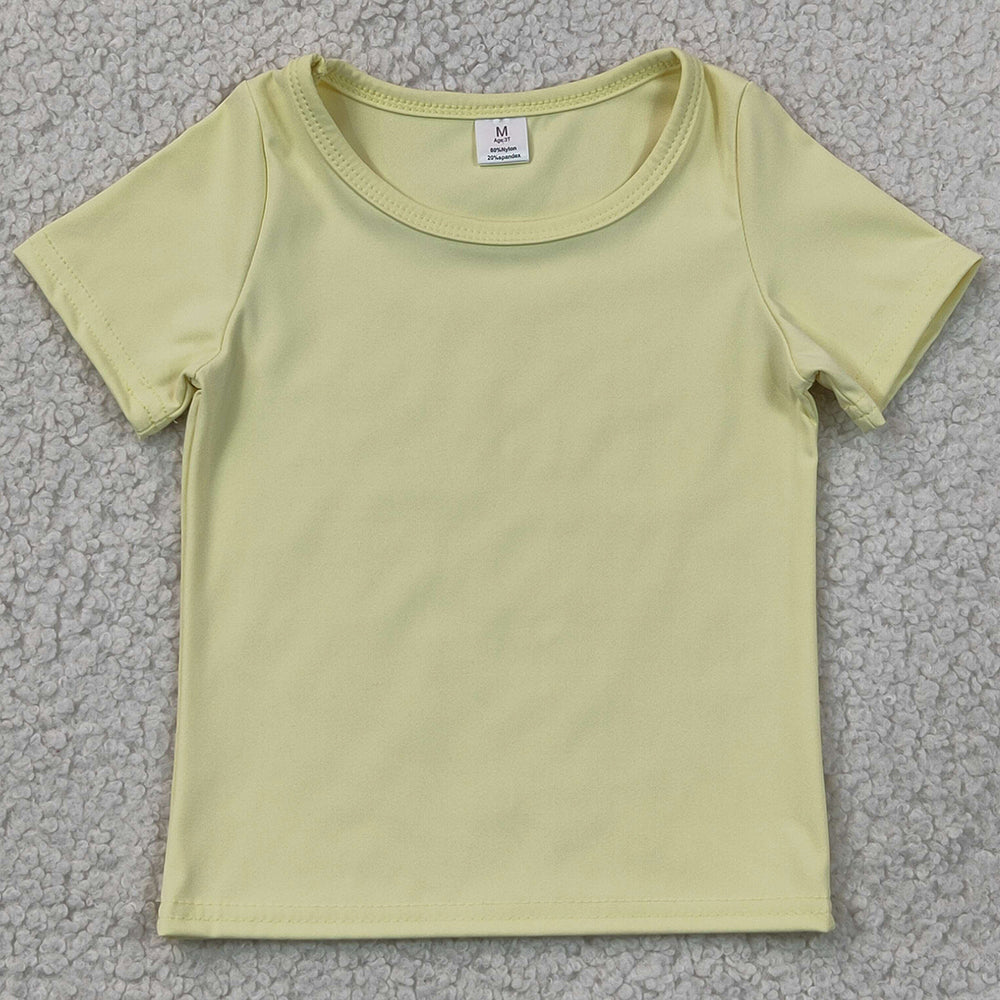 Baby Girls Clothes Light Yellow Short Sleeve Yoga Active T-shirts Top GT1632