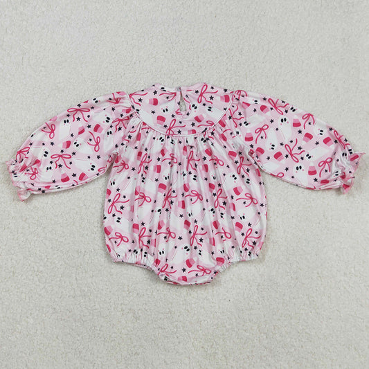 Baby Girls Smocked Rompers Halloween Pink Bows Ghosts Candy Ruffle Rompers LR2216 9.1