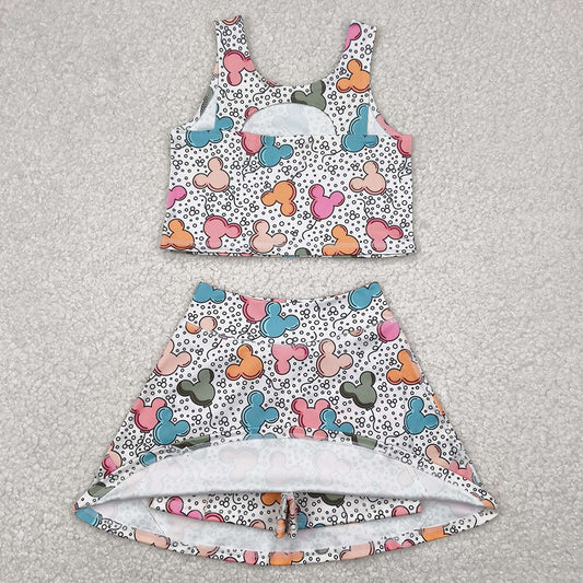 Baby Girls Sports Yoga Clothes Cartoon Balloons Top Skorts Yoga Sets GSD2331 4.10