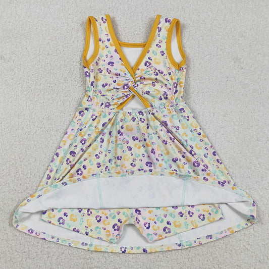 Baby Girls Dress Sleeveless Mardigras Leopard Shorts Yoga Active Knee Length Dresses GSD2870 12.10
