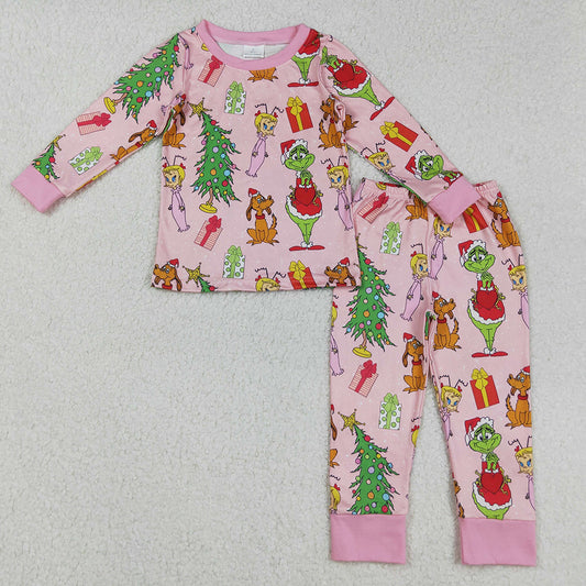 Baby Girls Pajamas Christmas Face Trees Gifts Top Pants Sleepwear Sets GLP2591 9.2