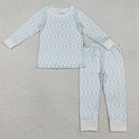 Baby Boys Pajamas Rabbits Eggs Checked Top Pants Easter Pajamas Sets BLP1359 12.9