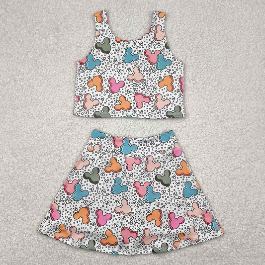 Baby Girls Sports Yoga Clothes Cartoon Balloons Top Skorts Yoga Sets GSD2331 4.10