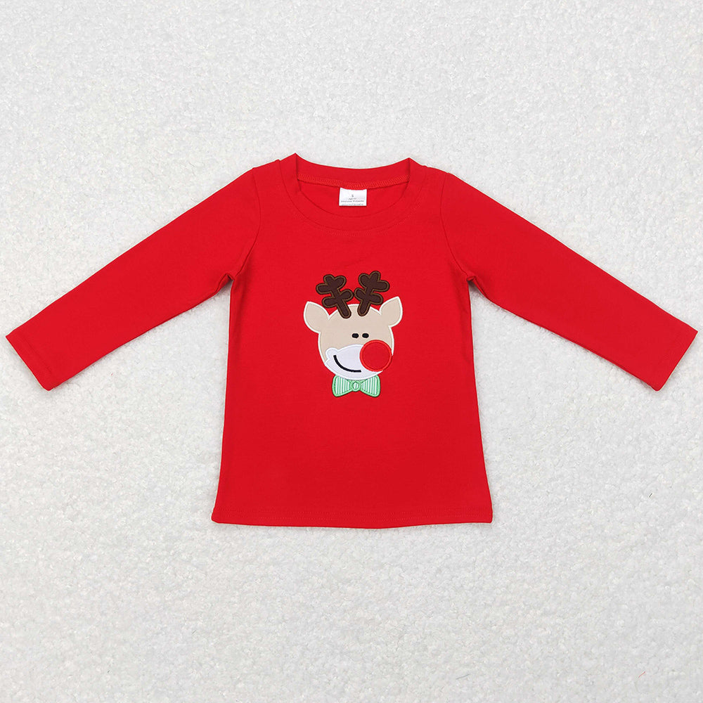Christmas Baby Boys Clothes Deer Embroidery Clothing Tops BT0257