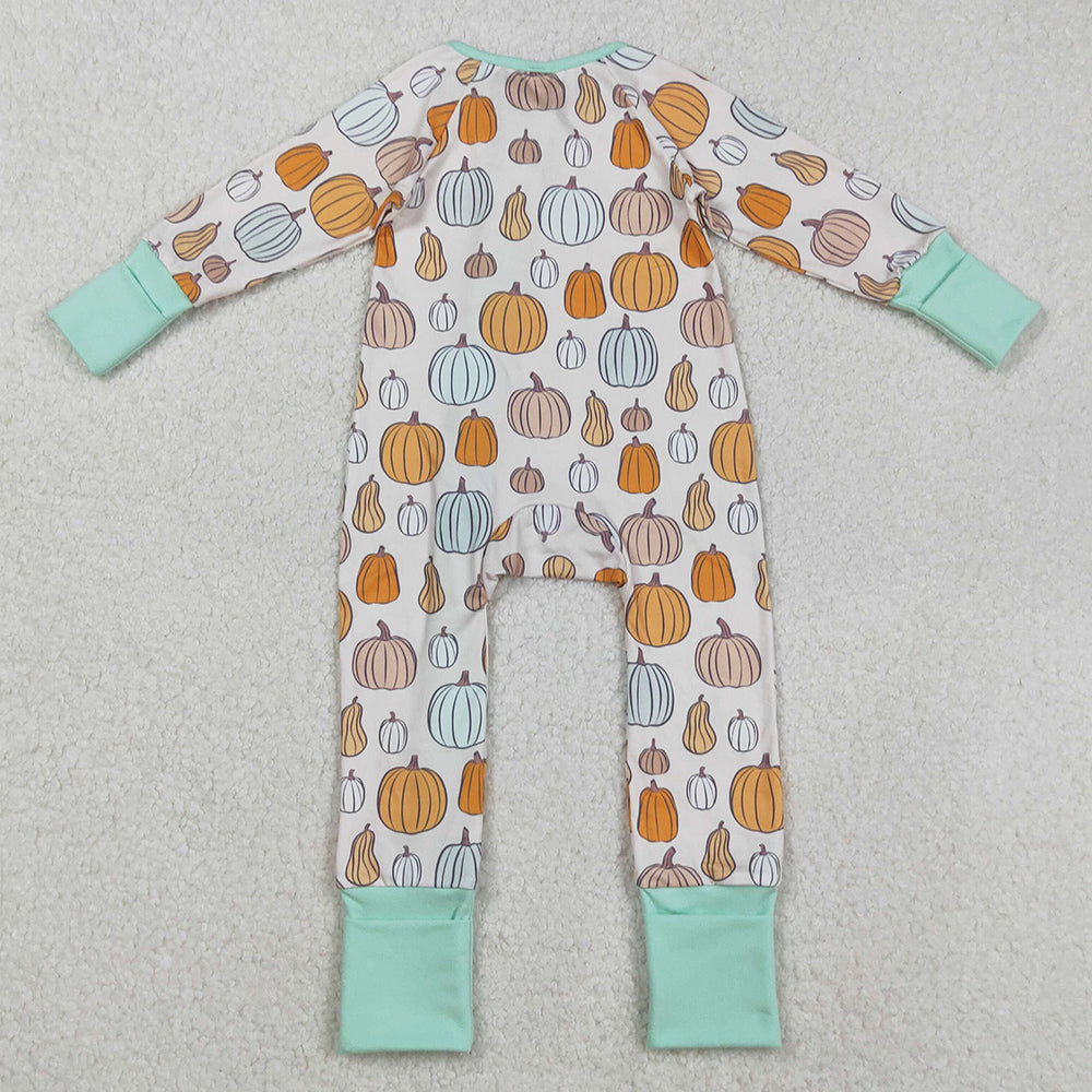 Halloween Baby Boys Rompers Green Pumpkins Fall Zipper Footie Rompers LR2565 9.1
