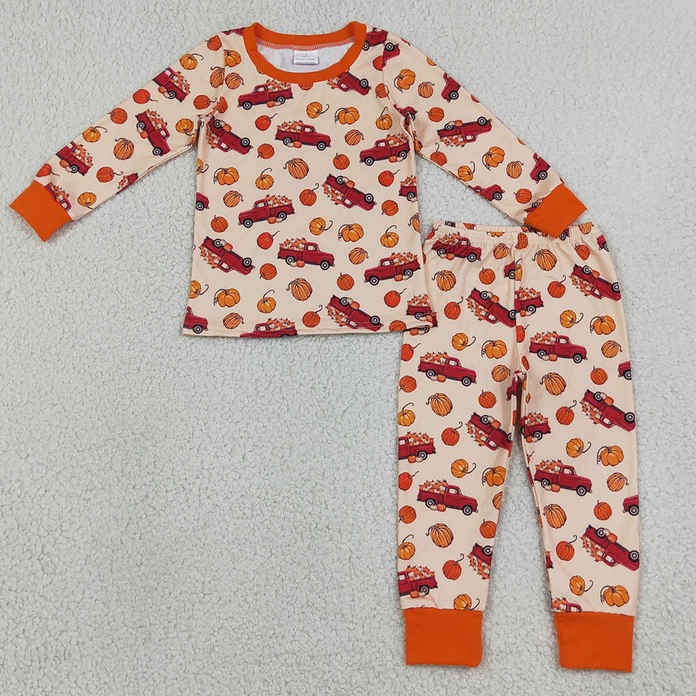 Baby Boys Pajamas Pumpkins Trucks Top Pant Fall Pajamas Sets BLP1541