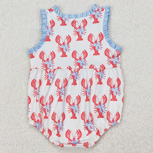 Baby Infant Girls Rompers Crawfish Bows Straps Rompers SR2710 3.22