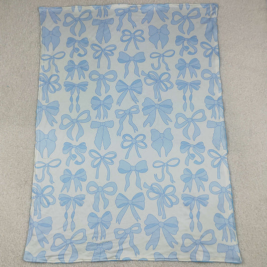 Baby Kids Blankets Light Blue Bows Plaid Blankets BL0224