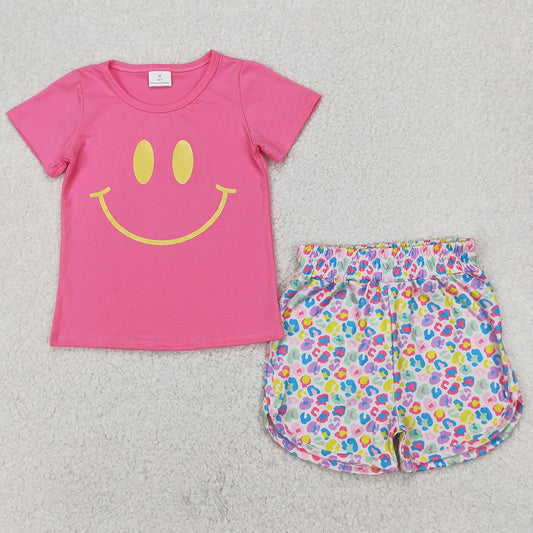 Baby Girls Clothes Pink Top Colorful Leopard Shorts Sets GSSO2387