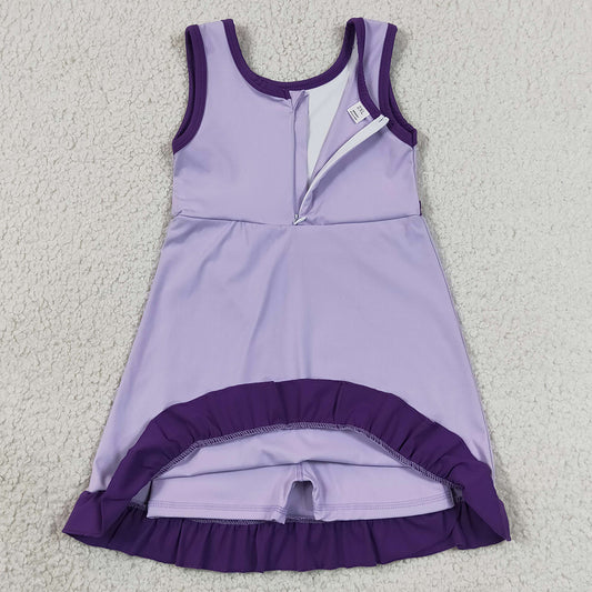 Baby Girls Dress Sleeveless Lavender Purple Yoga Active Short Knee Length Dress GSD4151