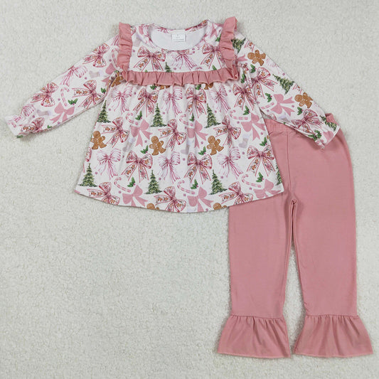 Baby Girls Clothes Christmas Trees Gingerbread Tunic Ruffle Pants Sets GLP2541 9.1