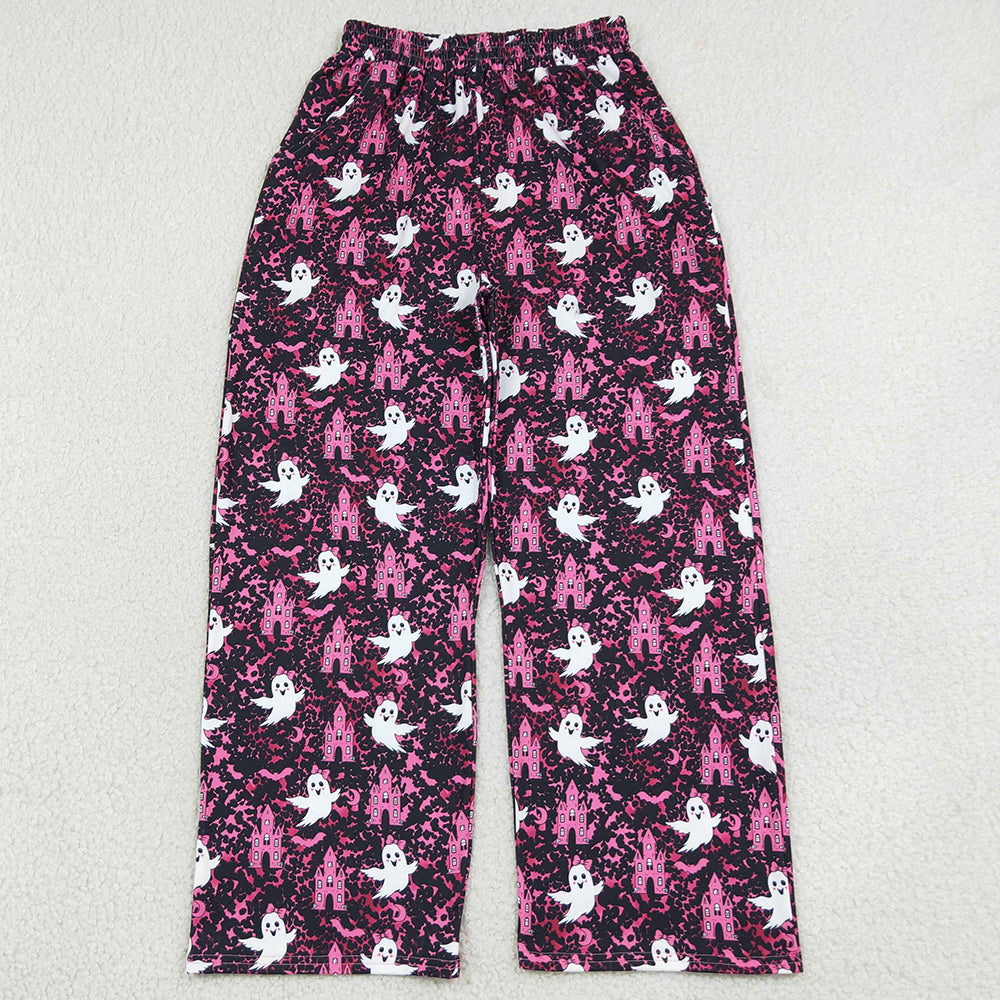 Adult Women Pants Ghost Castles Leopard Halloween Pockets Flare Pants Bottom P1130