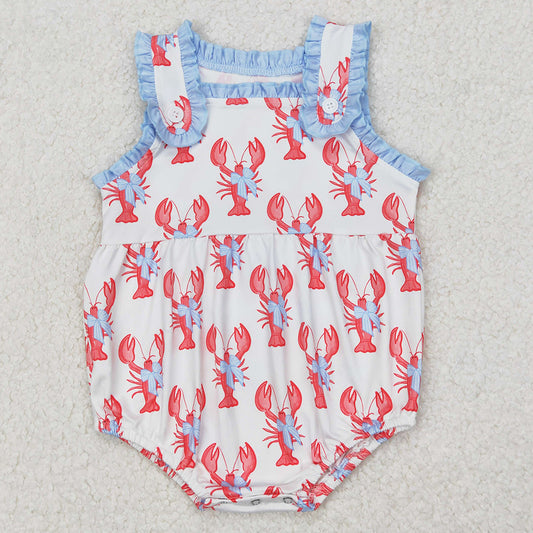 Baby Infant Girls Rompers Crawfish Bows Straps Rompers SR2710 3.22