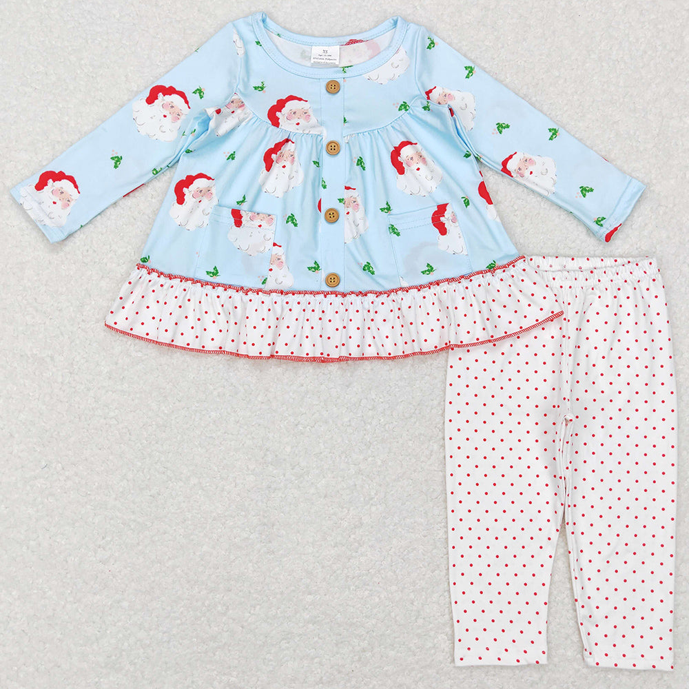 Baby Girls Clothes Christmas Santa Tunic Top Dots Legging Pants Sets