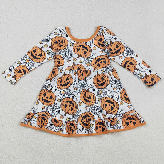 Baby Girls Dress Halloween Ghost Pumpkins Ruffle Knee Length Dresses GLD1258 9.1