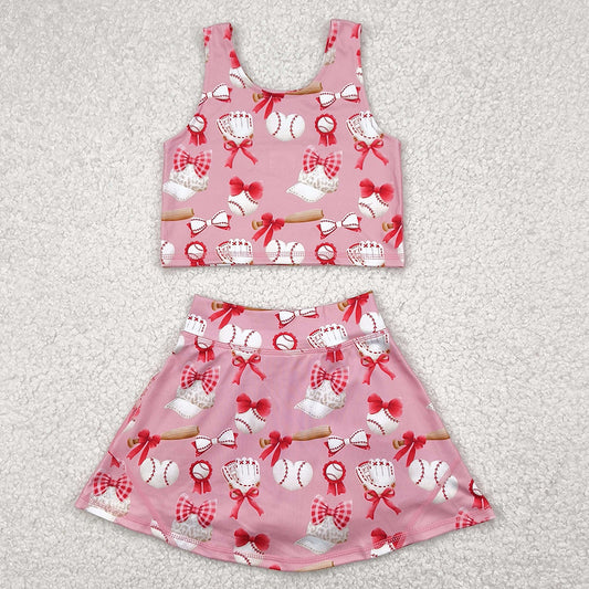 Baby Girls Clothes Baseball Bows Athletic Active Wear Top Shorts Skorts Skirts Sets GSD2044 4.21