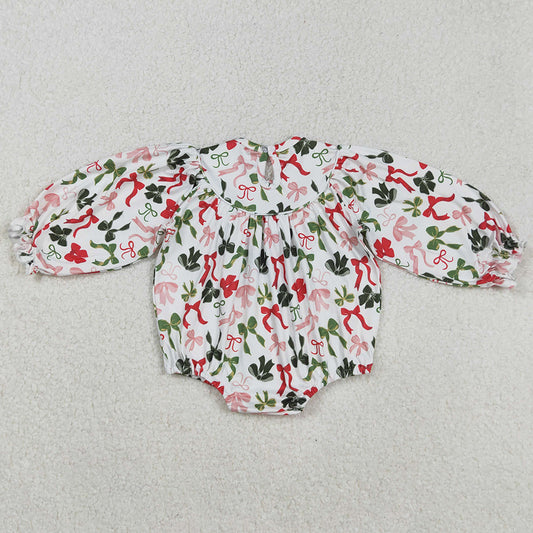 Baby Infant Girls Rompers Christmas Colorful Bows Smocked Rompers LR2185 9.1