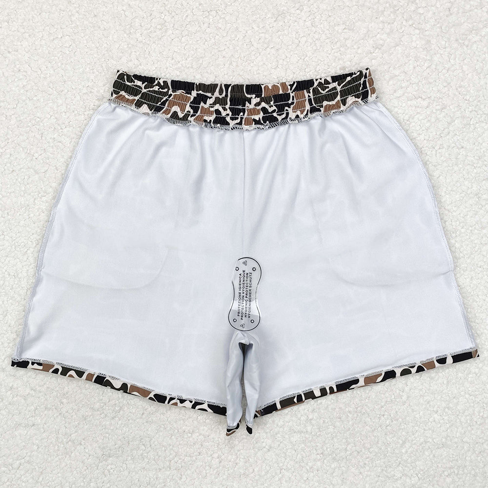 Adult Man Swim Trunk Brown Duck Camouflage Pockets Bottom Trunk Shorts Swimwear S0478