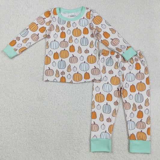 Halloween Baby Boys Pajamas Fall Green Pumpkins Top Pant Fall Pajamas Sets BLP1222 9.1