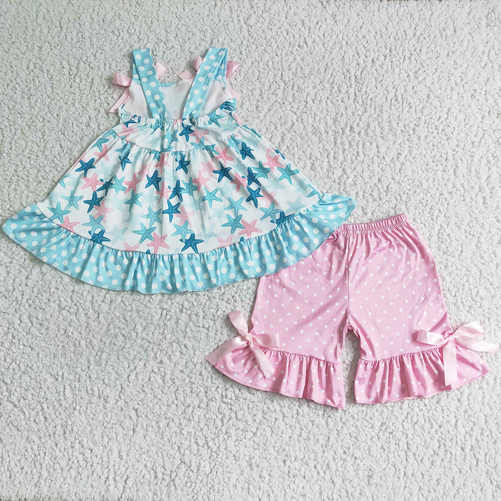 Fashion Baby Girl Clothes Star Summer Girls Clothing Kids Boutique Children Clothing GSSO0058