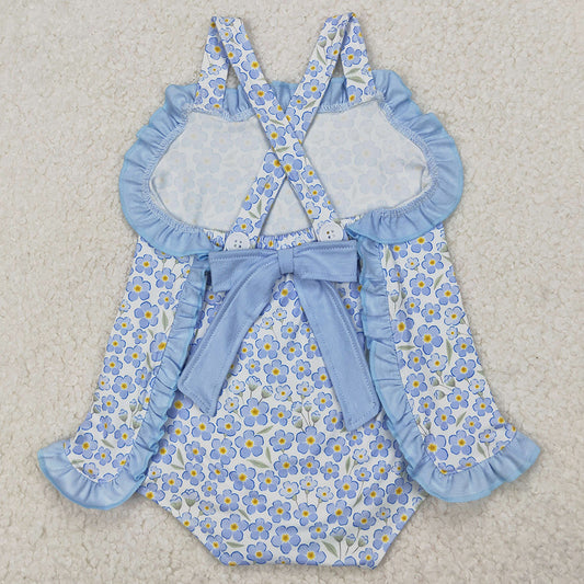 Baby Infant Girls Rompers Blue Flowers Straps Rompers SR2791 3.24