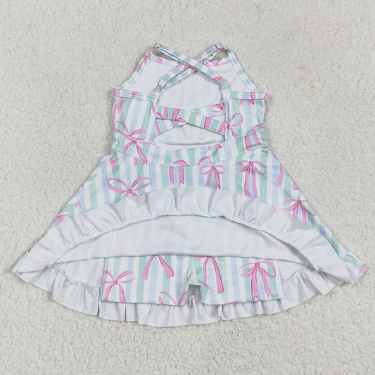 Baby Girls Dress Strap Bows Yoga Ruffle Knee Length Dresses GSD2297 4.21