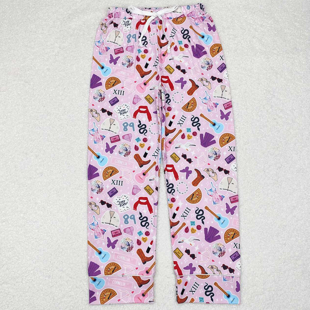 Adult Women Pants Pink Butterfly Bottom Pants Pajamas P0559