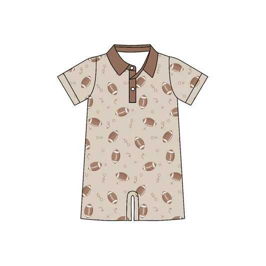 Preorder (moq 5)Baby Boys Short Sleeve Footballs Plaid Button Shorts Team Rompers 10.31