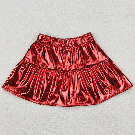 Baby Girls Skirts Red Leather Metallic Skort Skirts GLK0041 3.18