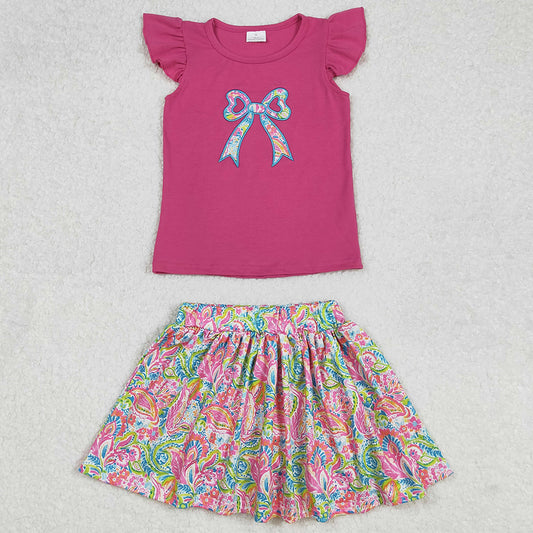 Baby Girls Clothes Pink Bow Embroidery Shirts Shorts Skirt Clothes Sets GSD1688 3.7