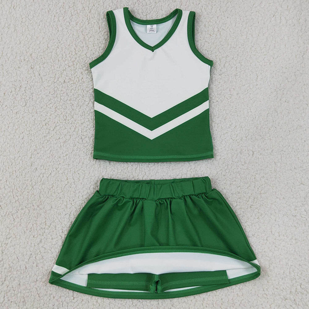 Baby Girls Clothes Green White Stripe Vest Skirt Shorts Team Yoga Active Clothes Sets GSD4191