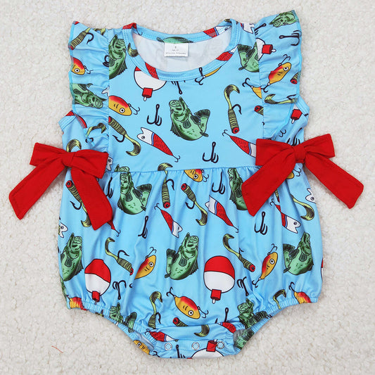 Baby Infant Girls Rompers Fishing Bows Ruffles Rompers SR2708 3.24