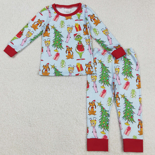 Baby Boys Pajamas Christmas Trees Cartoon Face Top Pant Sleepwar Sets BLP1189 9.1
