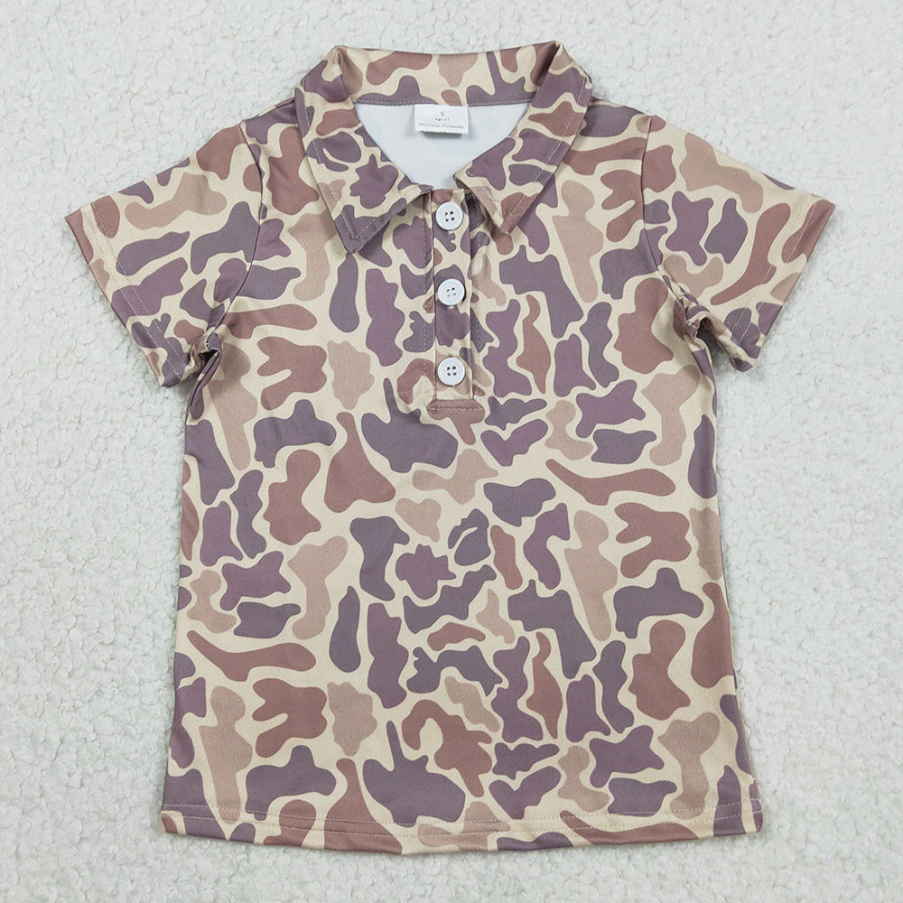 Baby Boys Clothes Short Sleeve Southern Khaki Camo Button Polo Shirts Top BT1701