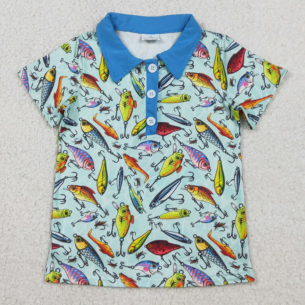 Baby Boys Clothes Short Sleeve Fishing Hunting Button Polo Shirts Top BT1661