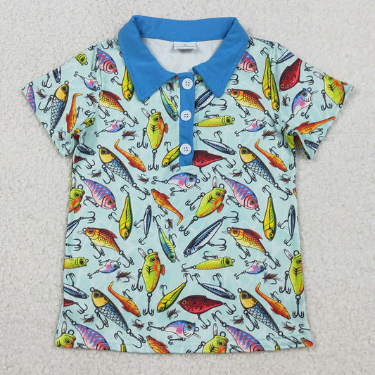 Baby Boys Clothes Short Sleeve Fishing Hunting Button Polo Shirts Top BT1661
