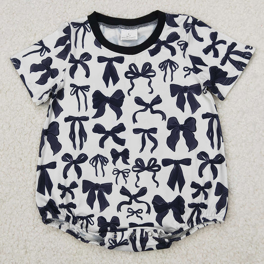 Baby Infant Girls Rompers Black Bows Short Sleeve Rompers SR2820 3.26